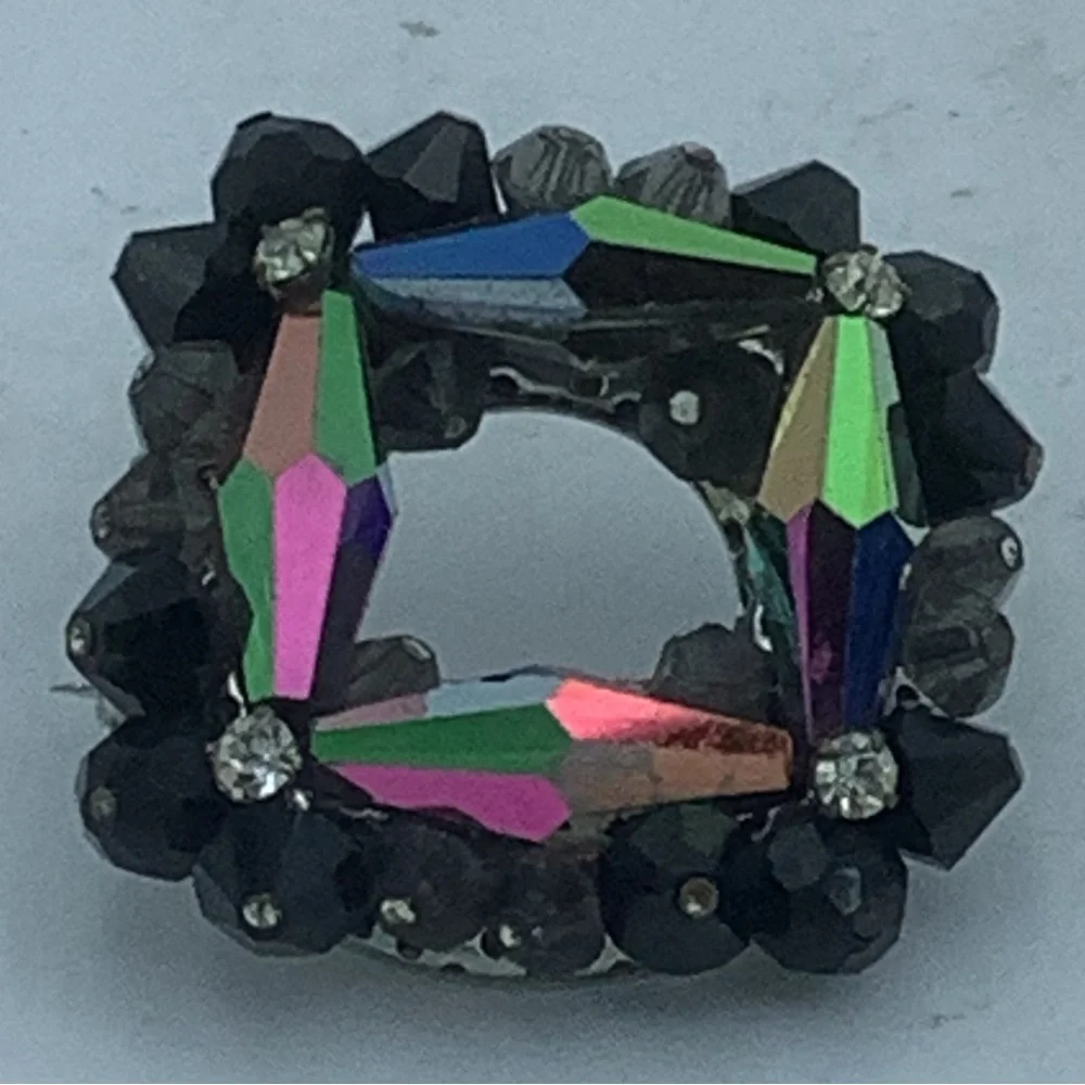 Square Black/Multicolor Brooch
